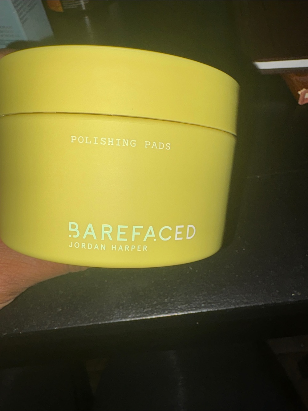 Jordan Harper Barefaced Yellow Polishing Pads Exfoliant Jar